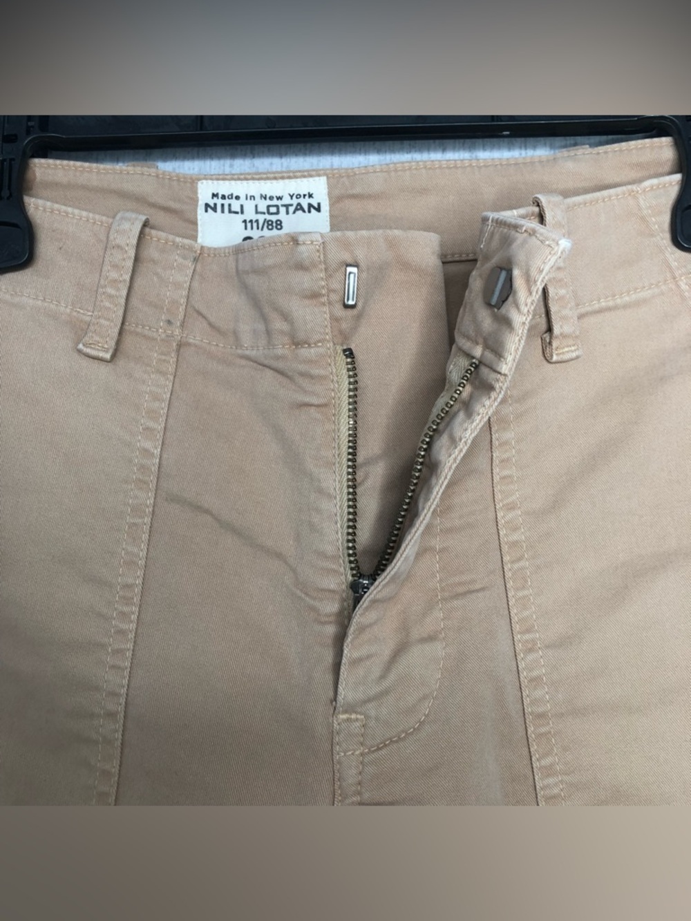 Nili Lotan Women’s Size 4 Slim Straight Jenna Pants Khaki Raw Hem Utility Twill - Picture 5 of 15